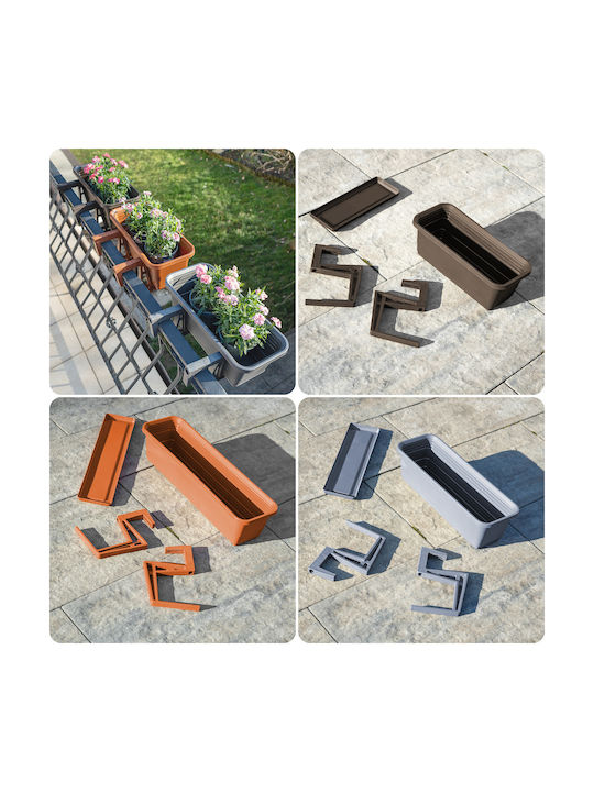 Kadax Balkon Blumenkasten 50cm mit Griffen und Basis für Balkon Geländer