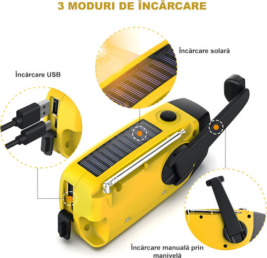 Zeqas Portable Radio Solar with USB Yellow