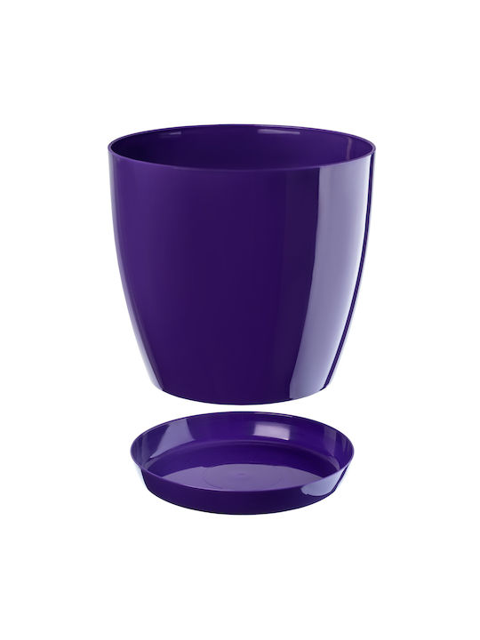Kadax Plastic Flower Pot with Saucer 12cm Purple