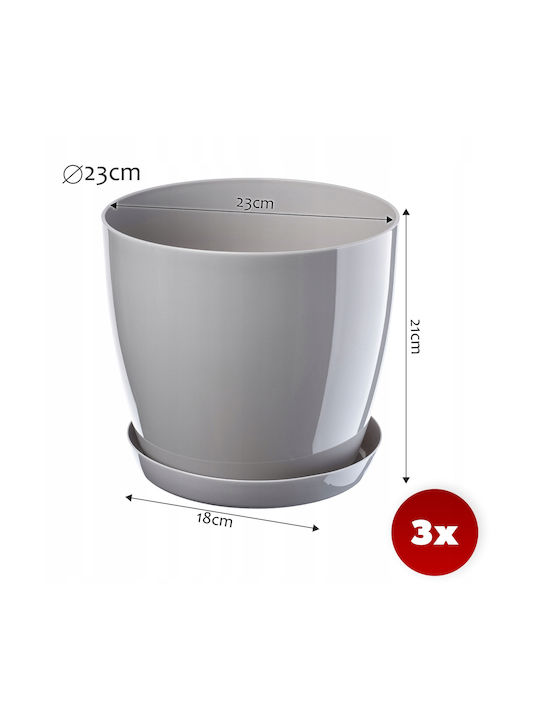 Kadax 3x Pot 23cm Planter Saucer Gray
