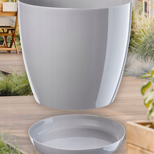 Kadax 3x Ghiveci 23cm Farfurie pentru Ghiveci Gri