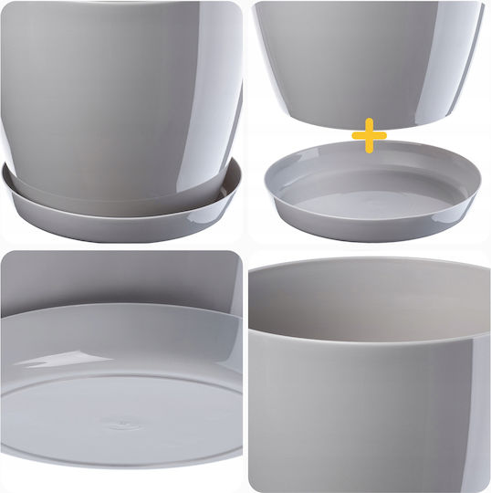 Kadax 3x Ghiveci 23cm Farfurie pentru Ghiveci Gri