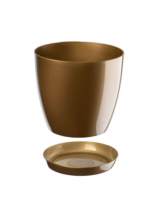 Kadax Plastic Pot Saucer 12cm Gold Flower Planter
