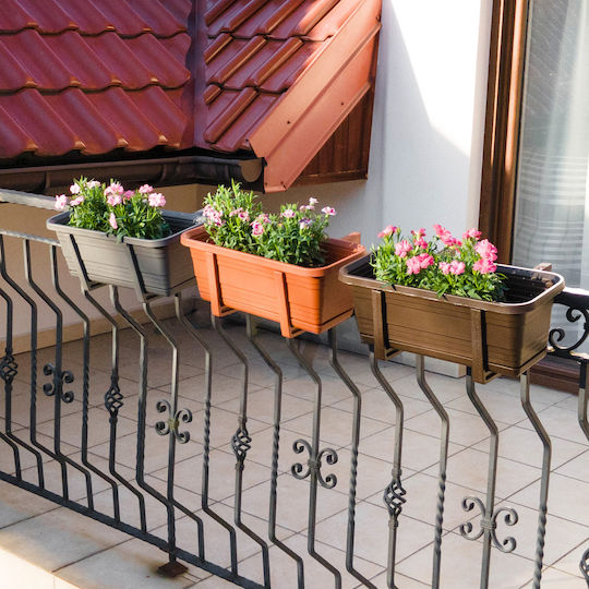Kadax Balcony Box Planter Pot 40cm Handles Base Balcony Railing