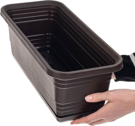 Kadax Balcony Flower Pot Box 40cm with Saucer Mocha