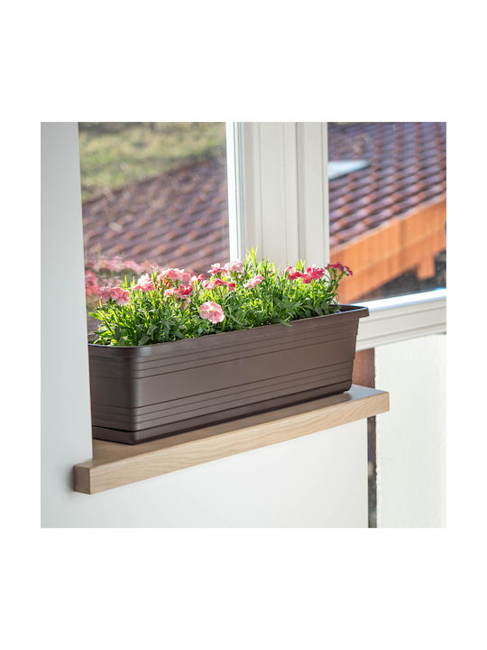 Kadax Balcony Flower Pot Box 40cm + Saucer Mocha