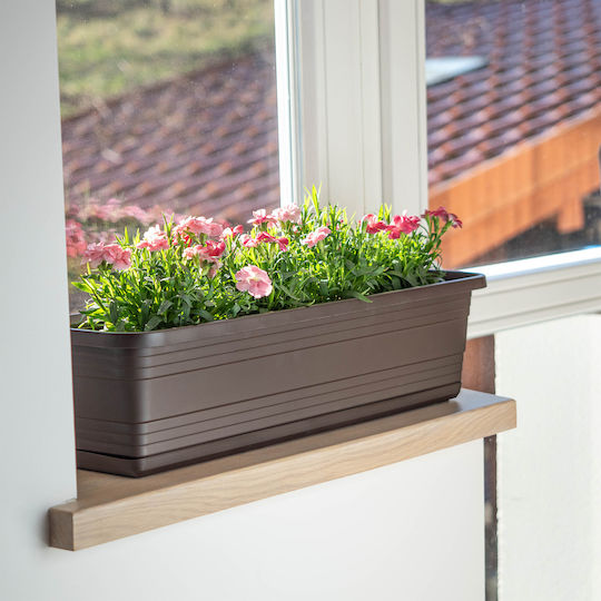 Kadax Balcony Flower Pot Box 40cm with Saucer Mocha