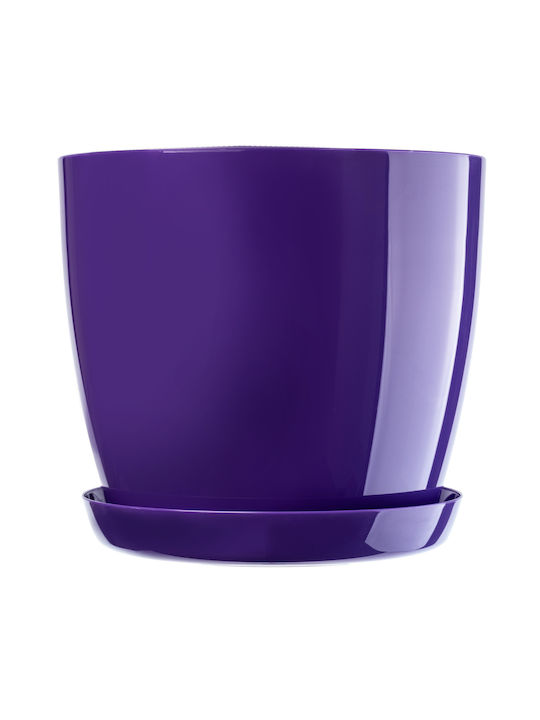Kadax Plastic Flower Pot with Saucer 20cm Purple