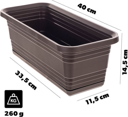 Kadax Balcony Flower Pot Box 40cm with Saucer Mocha