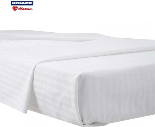 Heinner Damasc Σεντόνι Ξενοδοχείου Λευκό Μονό 150x260εκ. Βαμβακερό