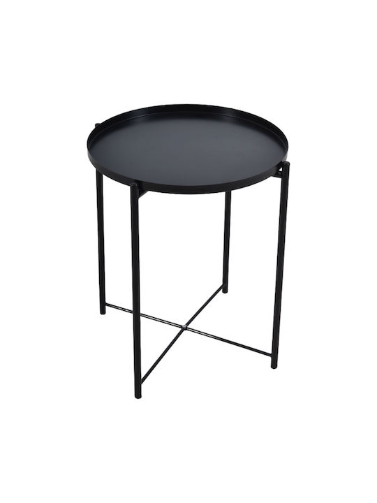 Round Side Table Black Checkmate L42xW42xH52cm