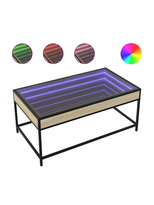 Rectangular Coffee Table Glass with LED Coffee L90xW50xH41cm.