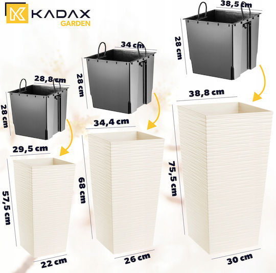 Kadax Kadax Set 3 Garten Töpfe Creme 75cm