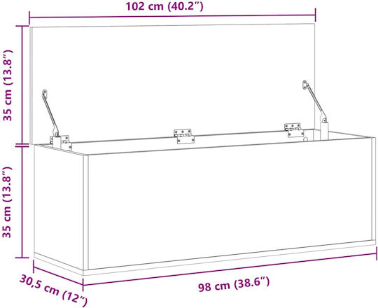 vidaXL Wooden Decorative Trunk Brown 102x35x35cm