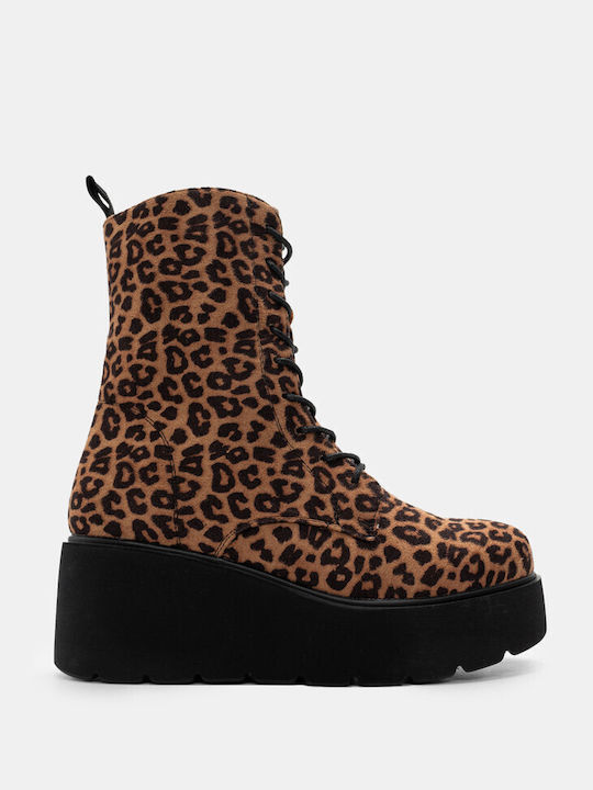 Double-Sole Ankle Boots with Zipper 4321813-Animal Print