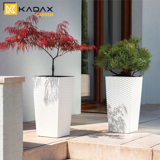 Kadax Set 3 Pflanzgefäße Rattan Einsatz Weiß 68cm