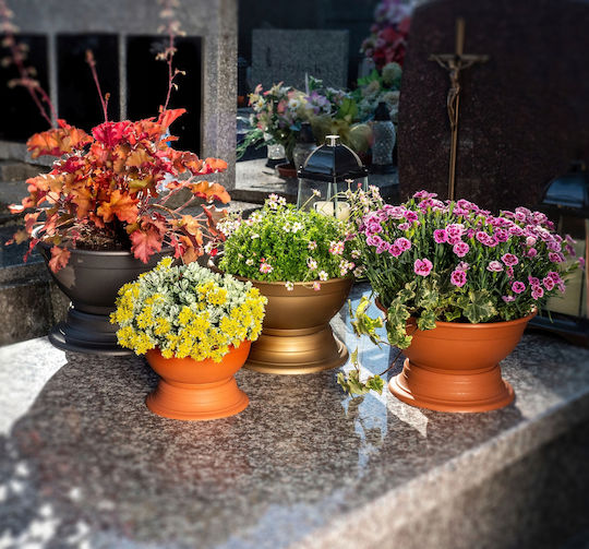 Kadax Friedhofsblumentopf Grabvase Kunststoff Pflanzgefäß 22cm