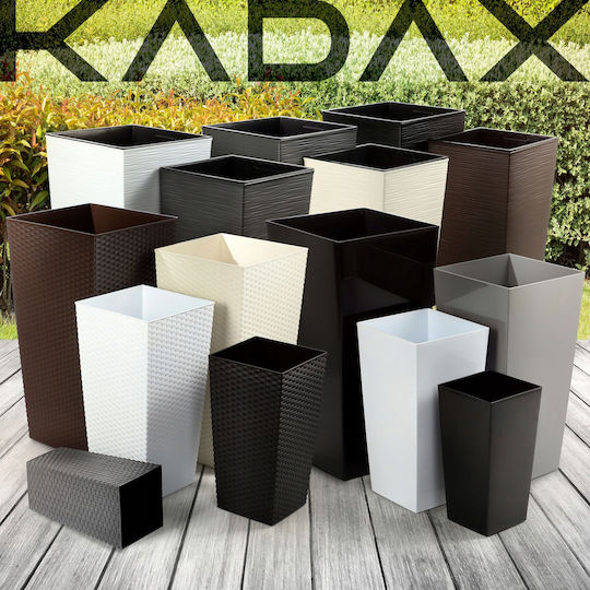 Kadax Set 3 Pflanzgefäße Rattan Einsatz Weiß 68cm