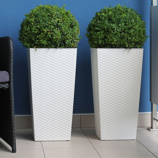 Kadax Set 3 Pflanzgefäße Rattan Einsatz Weiß 68cm