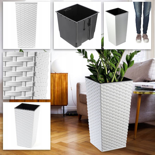 Kadax Set 3 Pflanzgefäße Rattan Einsatz Weiß 68cm