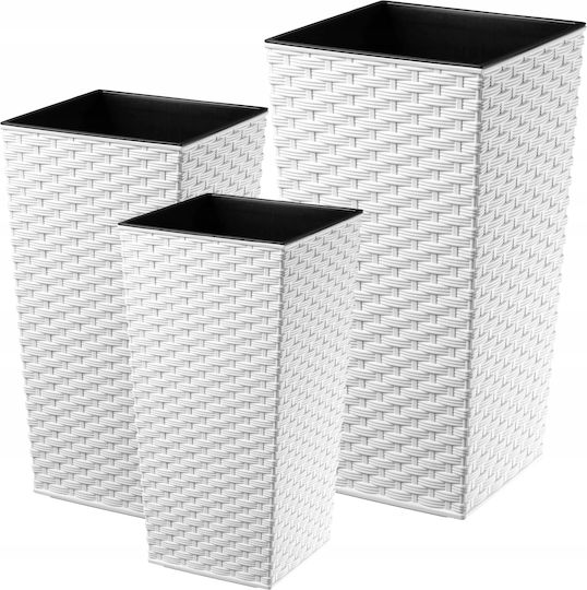 Kadax Set 3 Pflanzgefäße Rattan Einsatz Weiß 68cm