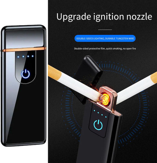 Electric Windproof Lighter In Box Usb Charging Digital Sensor Induction Ignition 2 Cigarettes Simultaneously Led Indicator Black 78.5x28.5x9.5 Mm