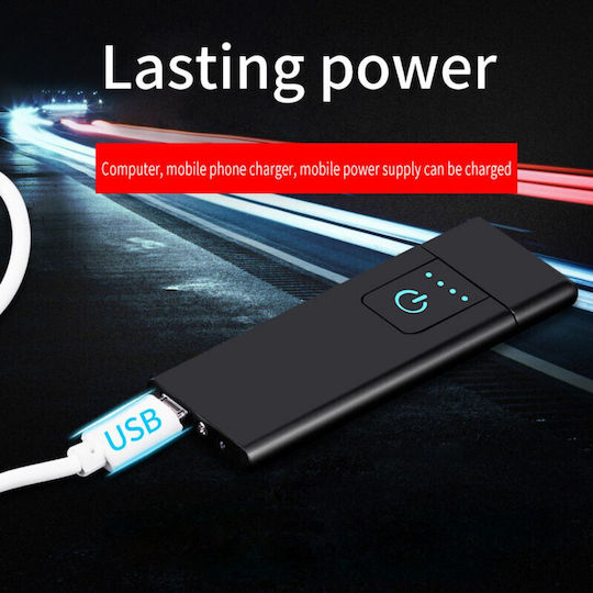 Electric Windproof Lighter In Box Usb Charging Digital Sensor Induction Ignition 2 Cigarettes Simultaneously Led Indicator Black 78.5x28.5x9.5 Mm