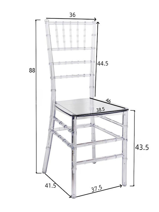 Scaun de catering Polipropilenă Tiffany Transparent 38.5x46x88cm