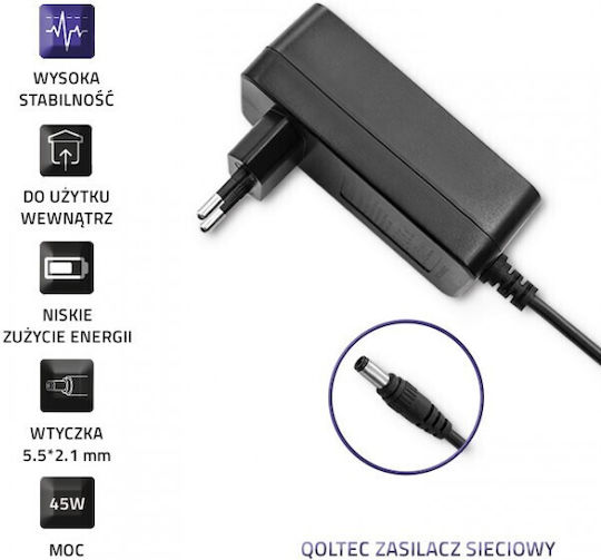 Qoltec Adapter Universal Φορτιστής Laptop 45W 15V 3A