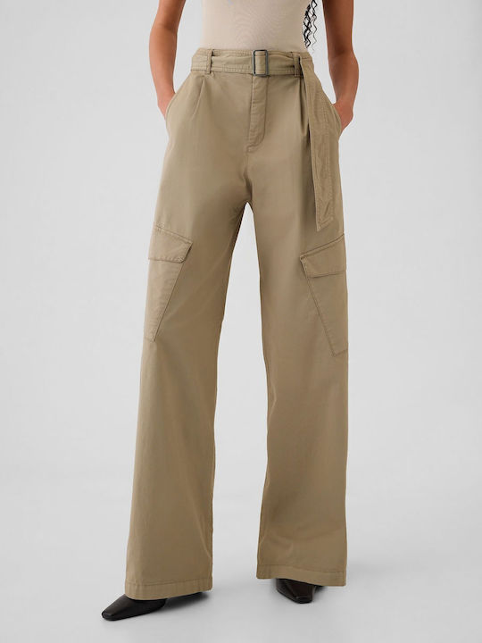 High-Waisted Cargo Baggy Trousers Hayes Brown