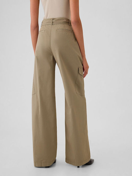 High-Waisted Cargo Baggy Trousers Hayes Brown