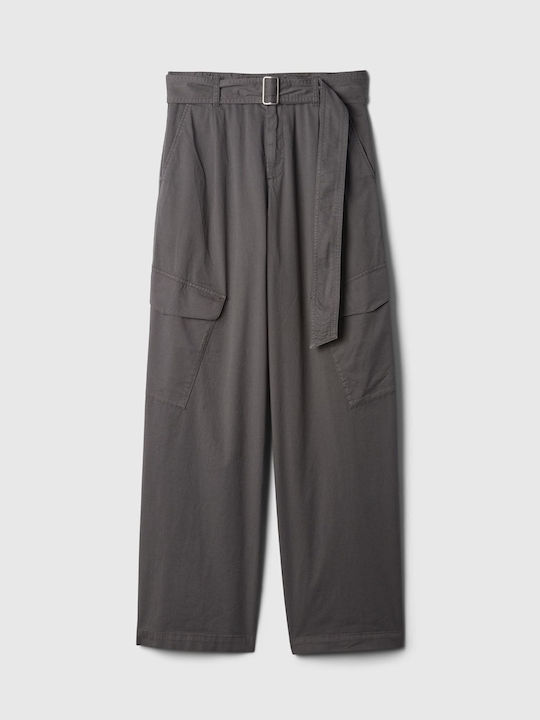 High-Waisted Cargo Baggy Trousers Soft Black