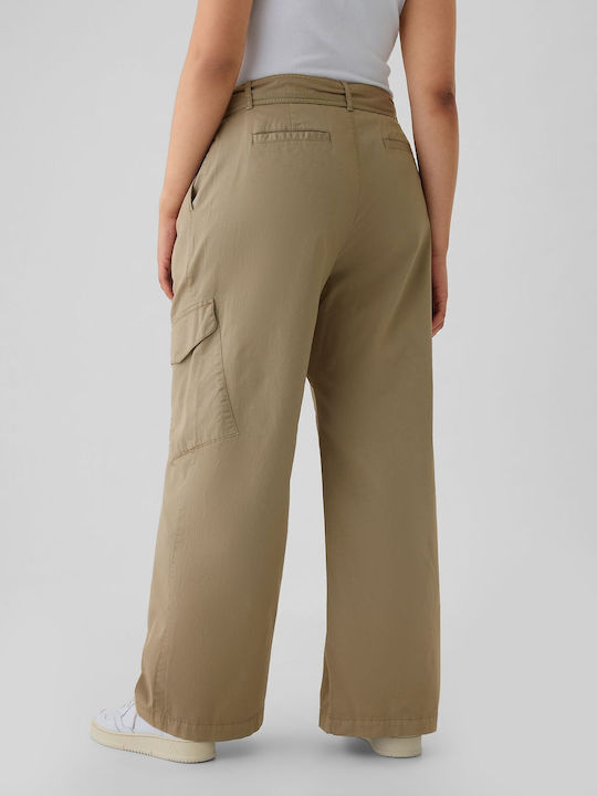High-Waisted Cargo Baggy Trousers Hayes Brown