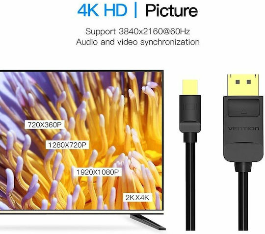 Vention Cable DisplayPort male - mini DisplayPort male 3m Μαύρο (HAABI)