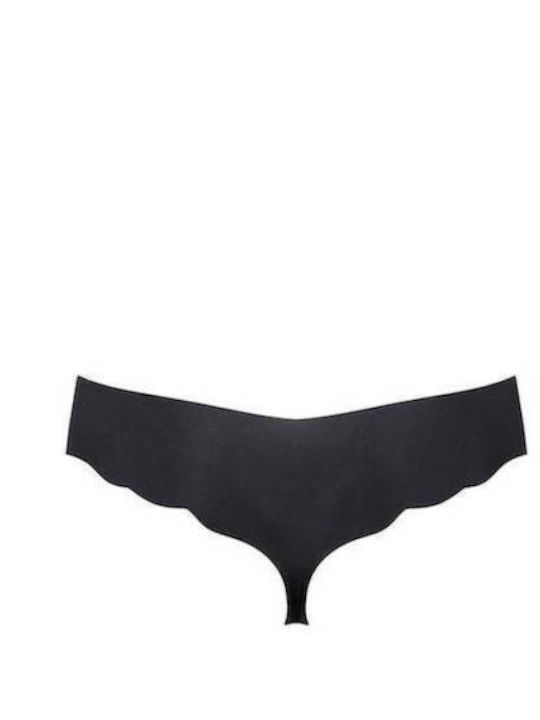 Microfibre H Hipstring Γυναικεία String 2Pack χωρίς Ραφές Μαύρο