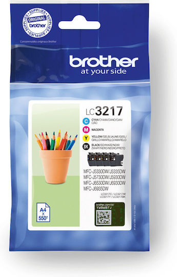 Brother LC3217 Original Pack of 4 InkJet Printer Inks Yellow / Cyan / Magenta / Black (LC-3217VP)