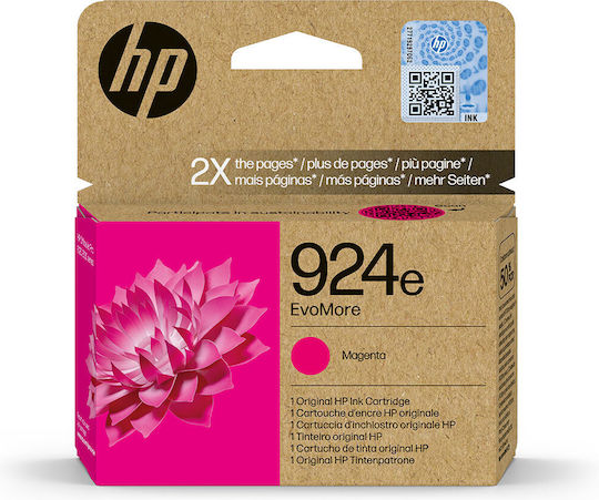 HP 924e EvoMore Original InkJet Printer Ink Magenta (4K0U8NE)