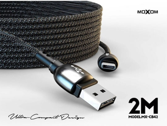 Moxom Male-USB-A Male 2m Braided USB 2.0 to micro USB Cable
