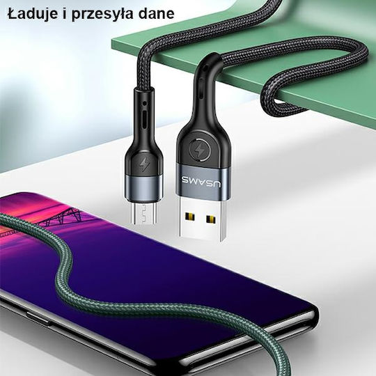 Usams U55 1m Braided USB 2.0 to micro USB Cable Green (SJ450USB02)