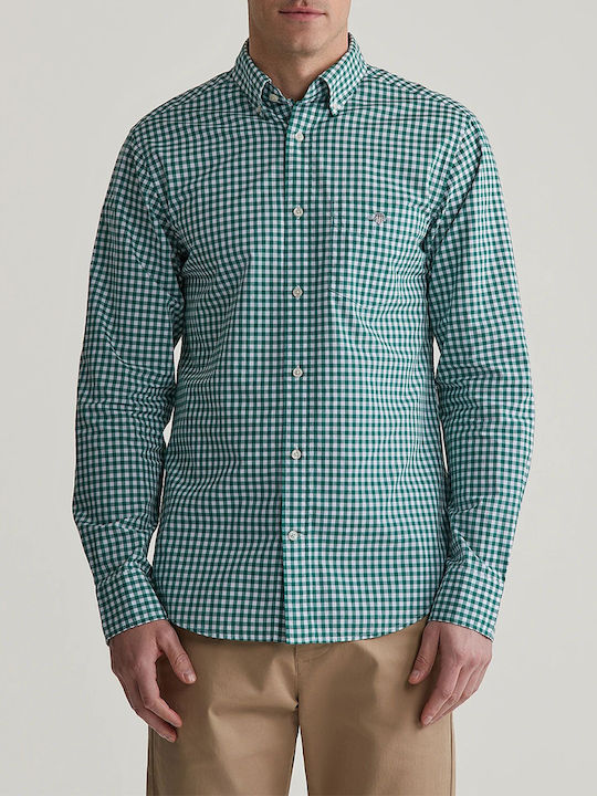 Gant Men's Shirt Long Sleeve Cotton Checked Petrol