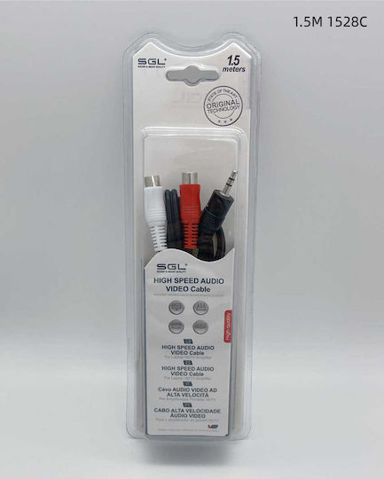 SGL Καλώδιο Ήχου 3.5mm male - 2x RCA female Μαύρο 1.5m 096209