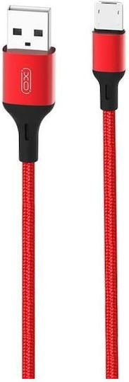 XO NB143 Braided USB 2.0 to micro USB Cable Κόκκινο 2m (XO-NB143-MICRO-2M-RD)