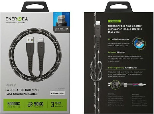 Energea C89 Braided USB-A to Lightning Cable Black 1.5m