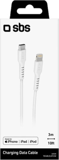 SBS USB-C to Lightning Cable Λευκό 3m (CABLELIGTC3W)