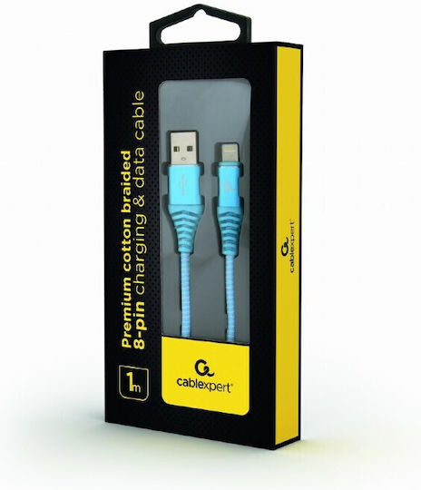 Gembird Braided USB-A to Lightning Cable Blue 1m (CC-USB2B-AMLM-1M-VW)