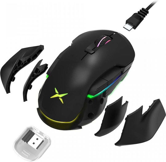 Delux M627 Ασύρματο RGB Gaming Ποντίκι 16000 DPI Μαύρο
