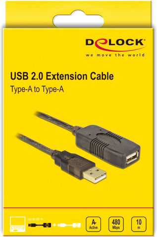 DeLock USB 2.0 Cable USB-A male - USB-A female Μαύρο 10m 82446