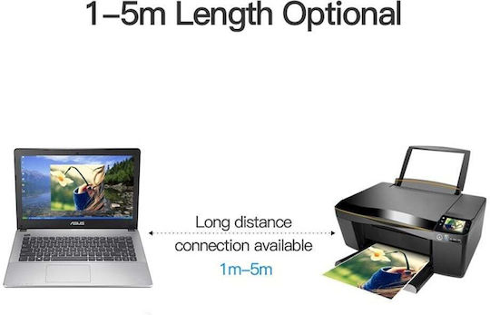 Vention USB 2.0 Cable USB-A male - USB-B male Λευκό 3m VAS-A16-B300