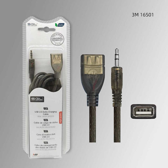 SGL USB 2.0 Cable USB-A female - 3.5mm male Μαύρο 1.5m (097848)