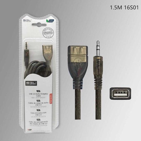 SGL 1.5m USB 2.0 Cable A-Female to 3.5mm male (097459)